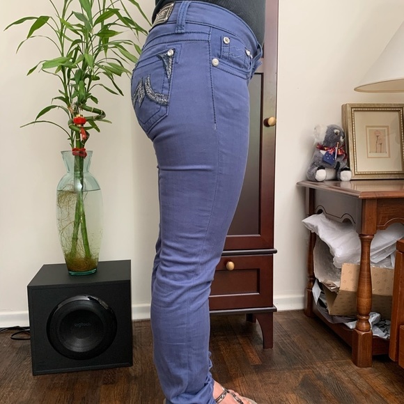 𝅺miss me Denim Brand Blue Skinny with Pocket Rhinestones Design US 27 - Picture 3 of 9